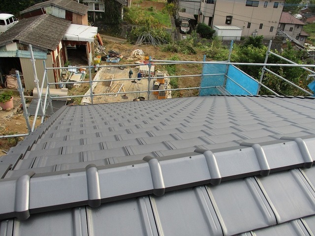 足場解体前の外部検査