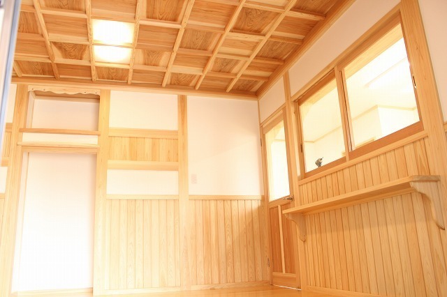 玄関格子組天井